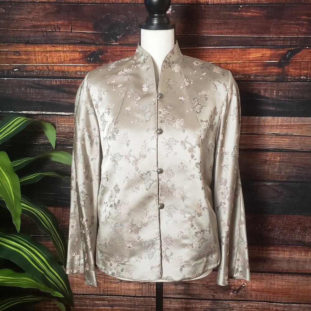 Doncaster Vintage Jacket 8 Oriental Style Mandarin Embroidered Butterfly US Made